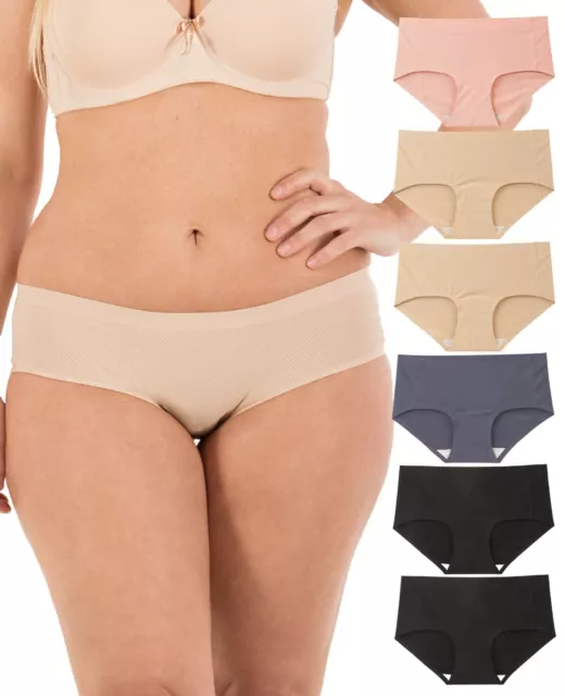 6 Pack Womens Plus Size Seamless Briefs No Show Full Coverage