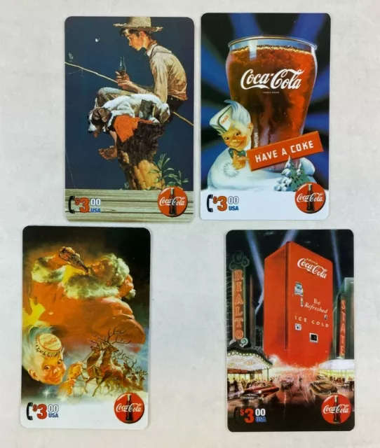 COCA-COLA SERIES 4 (Collect-A-Card 1995) Complete PLASTIC $3 PHONE CARD Set (4)