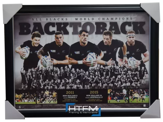 All Blacks Rugby Union World Champions Back To Back Limited Edition Print Framed