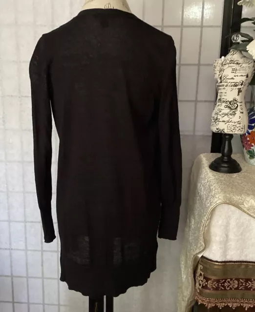 Halogen Long Linen Viscose Blend Blk Long Sleeve Cardigan Sweater XS