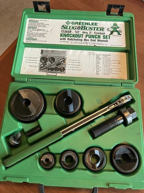 GREENLEE Slugbuster 7238SB Knockout Punch Setwith Wrench Driver. 1/2"-2"