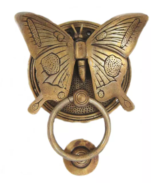 Solid 100% Brass heavy BUTTERFLY Door Knocker 15 cm high, 12 cm wide bolt pull B