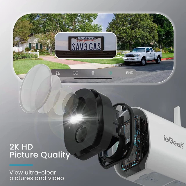 ieGeek Wireless Outdoor Solar Security Camera 2K Home WiFi Battery CCTV System 3