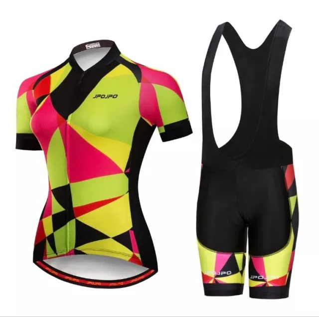 New Women Cycling Jersey Set Short Sleeve +5D Padded Bicycle Shorts Clothing Top