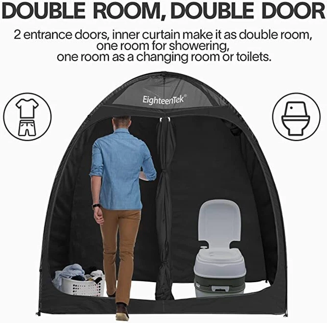EighteenTek 2 Rooms Pop Up Shower Tent Changing Room Camping Privacy Shelter