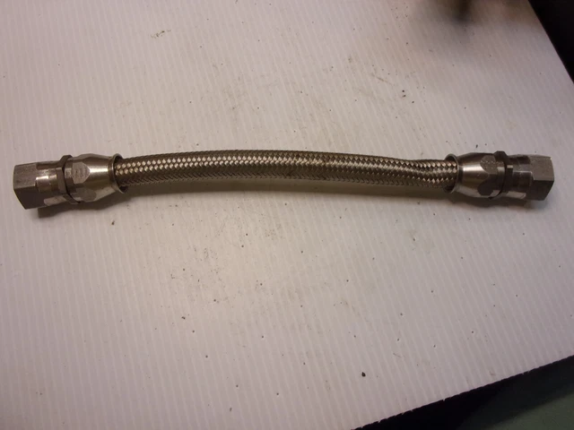 Stainless Steel Single Braided Metal Flexible Hose 11-3/4", 3/4" fittings