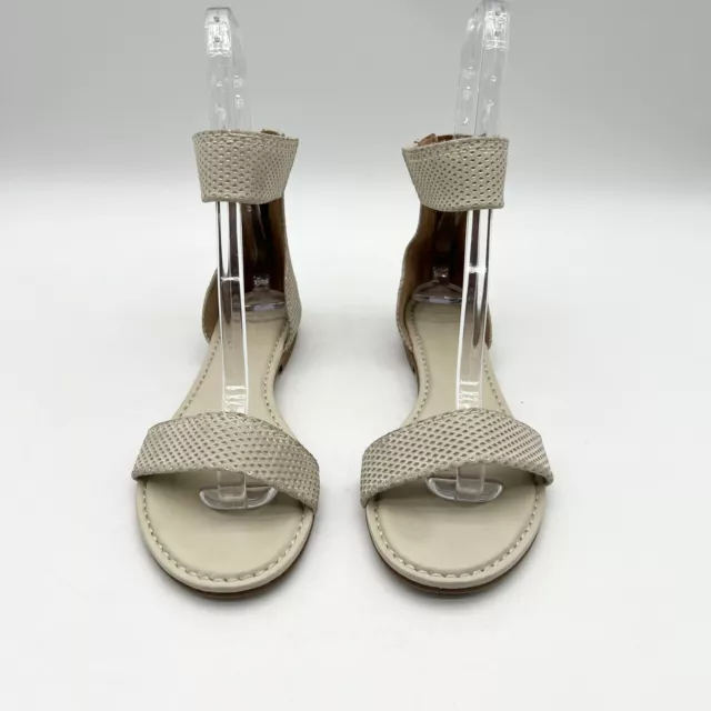 Frye Carson Ankle Strap Sandals Leather Gladiator Sandals Zip Back Beige Sz 7.5 3