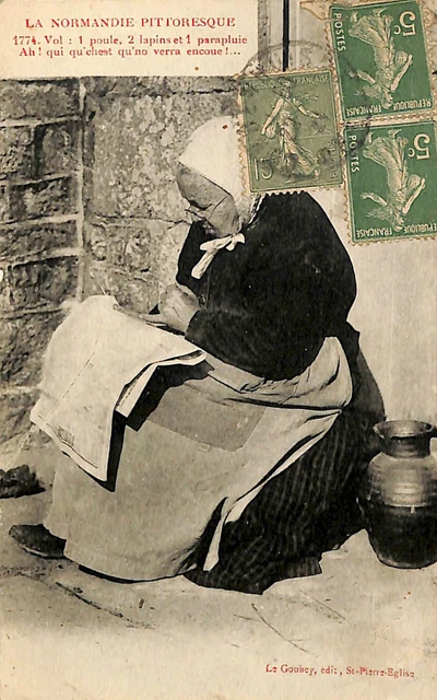 Normandie Pittoresque Carte Postale Femme Lisant Le Journal