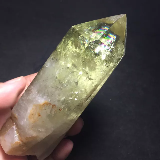 297G-Rainbow Clear NATURAL Citrine quartz crystal Point healing-39