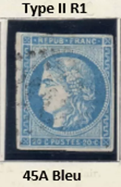 FRANCE ! Timbre CERES de BORDEAUX  de 1870 n°45A Bleu