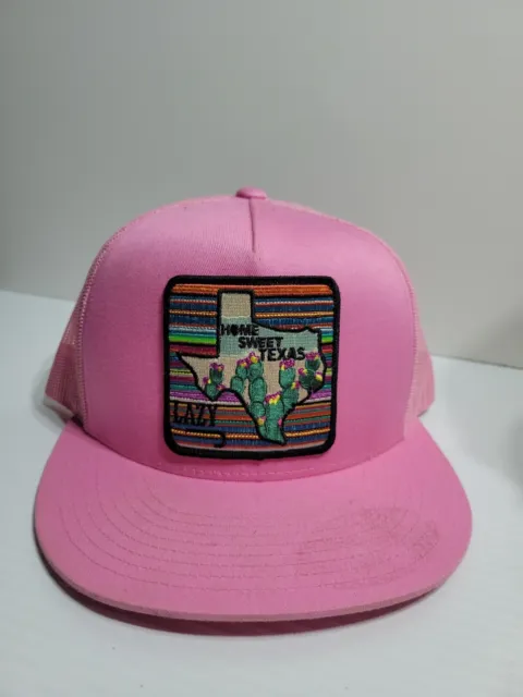 Lazy J Home Sweet Home Texas Patch Pink Mesh SnapBack Trucker Hat