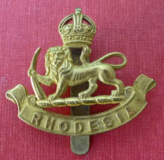 Ww2 Rhodesian Army Staff Corps Rhodesia Colony Africa Kc Officer Gilt Cap Badge