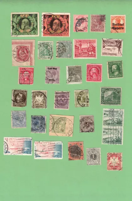 30Briefmarken,weltweit,ab 1870 gemischt,u.a.USA,Deutschl.,gestempelt,Zust.s.Scan