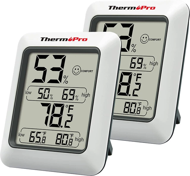 TP50 2 Pieces Digital Hygrometer Indoor Thermometer Room Thermometer and Humidit