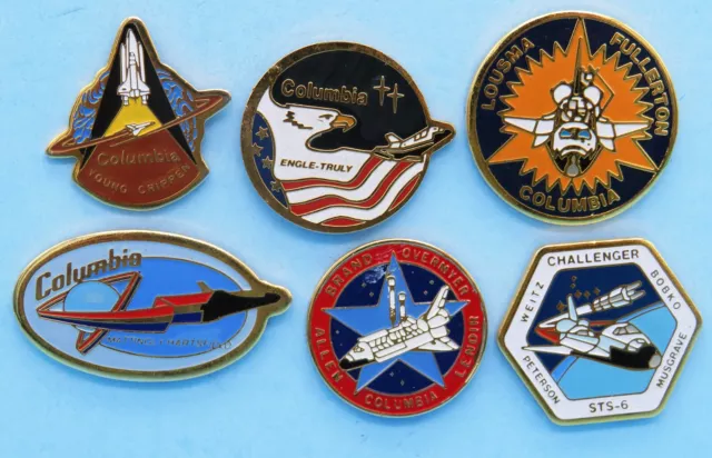 NASA PIN LOT of 6 vtg Space Shuttle STS-1 STS-2 STS-3 STS-4 STS-5 STS-6 Columbia