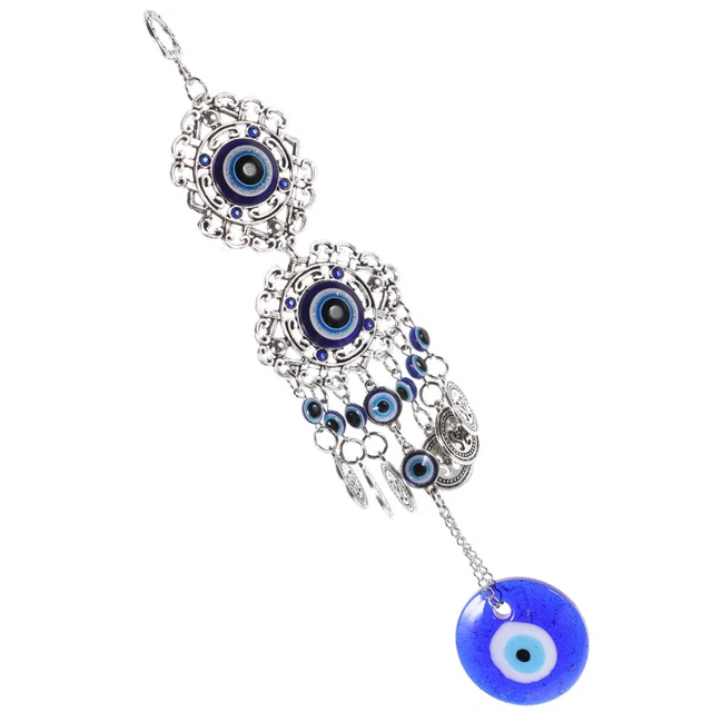 Azul Mal de Ojo Colgante Adornos Metálicos Vidrio Azul Decoración Tablero de Tablero