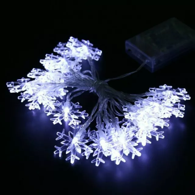 LED Snowflake Battery Fairy String Lights Garden Wedding Party Christmas Decor