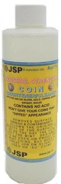 JSP Coin Brightener & Cleaner 8oz. For Silver/Gold/Copper/Nickel/Bronze/Brass