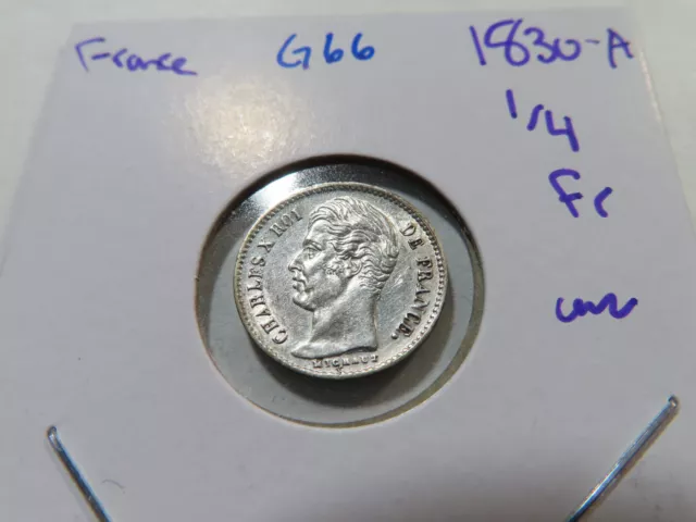 G66 France 1830-A 1/4 Florin, UNC