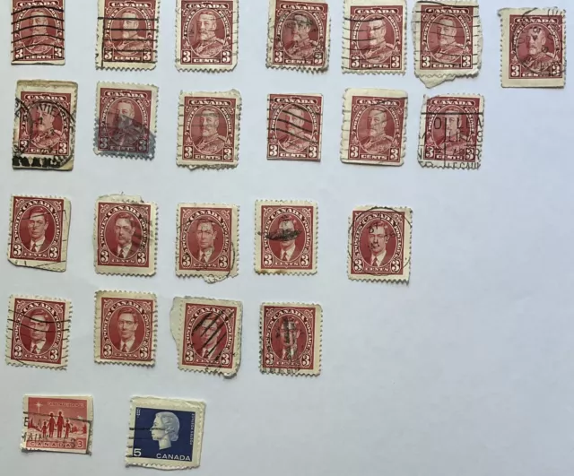 Stamps Canada Collection Of 24 pcs Red 3 Cents 1935 King George V And 1941 KG VI