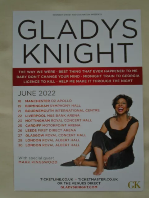 GLADYS KNIGHT Live in Concert 2022 UK Tour Promotional tour flyer