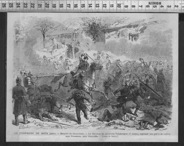 G374 / Gravure 1888 /  Campagne De Metz - Bataille De Gravelotte