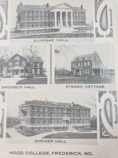 C 1905 Alumnae Shriner Brodbeck Hall Vignette Hood College Frederick MD Postcard