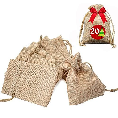 Gudotra 100 pcs Sachets en Lin Sac à Cordon Naturelles pour Bijoux Cadeau Mar...