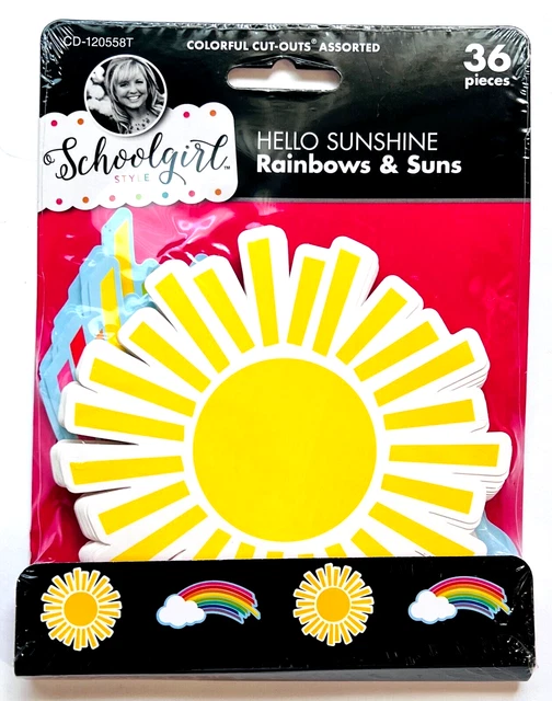 *Schoolgirl STYLE Hello Sunshine *Arco iris y soles coloridos recortes 36 piezas