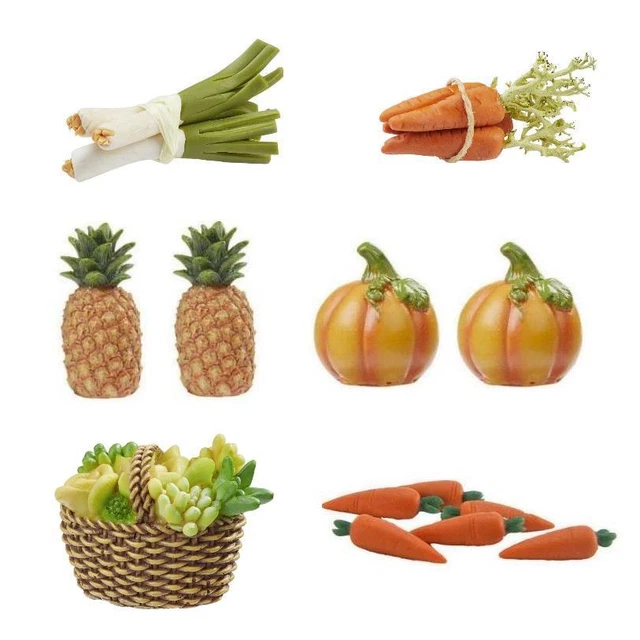 Miniatur Obst Gemüse  2-4 cm Deko Lebensmittel Kürbis Möhren, Wichtel, Hobbyfun