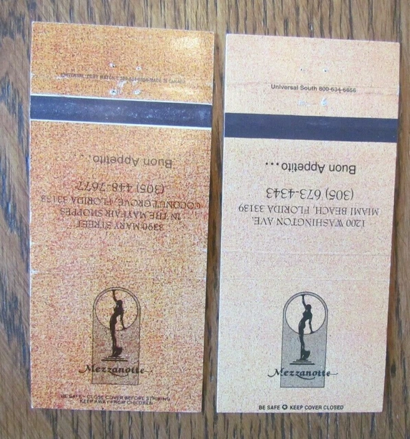 Girlie Matchbook Covers: Mezzanote Miami Beach, Florida Empty Matchcovers -D12