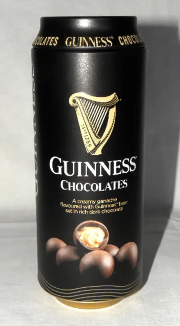 GUINNESS CHOCOLATES~ MADE IN IRELAND ~ DECORATED CAN ~ LIFT OFF LID ~ 6 x 17 cm