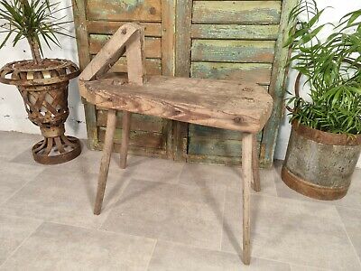 Antique 19th Century Primitive Saddlers Flax Comb Work Bench Stool 3