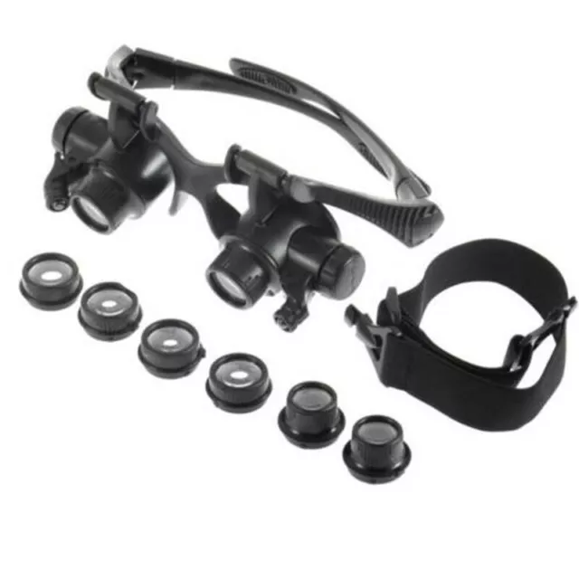 25X Magnifier Magnifying Eye Glass Loupe Jeweler Watch Repair Kit With LED Light