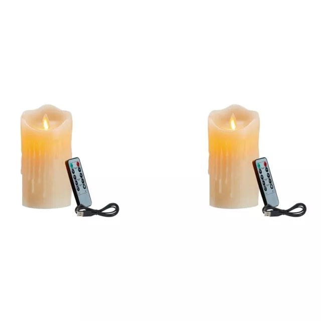 2X Velas LED, Velas Parpadeantes Sin Llama, Velas Recargables, Velas de Cer4548