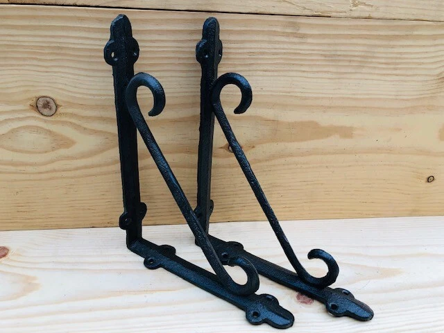 2 Cast Iron Brackets Garden Braces Shelf Bracket RUSTIC Corbels Braces Farmhouse