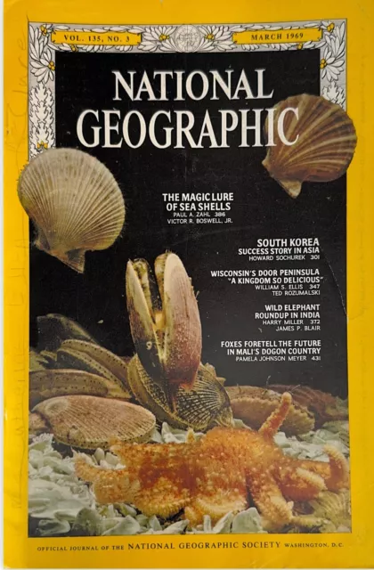 National Geographic Magazine - March 1969 South Korea Door Peninsula Elephant Ro