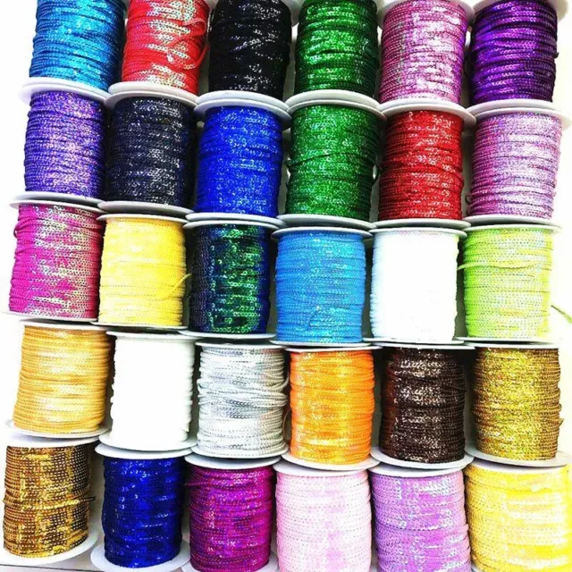 10yards 3mm Sequins Trim Spangle Multicolor Ribbon Flake String Sewing Crafts Ac