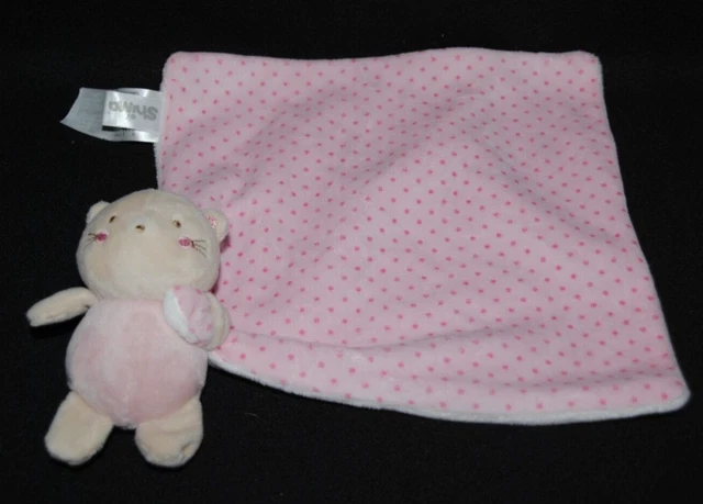 Peluche doudou chat SHIMA mouchoir rose à pois 12 cm NEUF