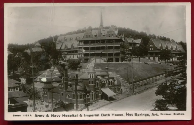 Army & Navy Hospital Imperial Bath House Hot Springs Arkansas Photo Postcard
