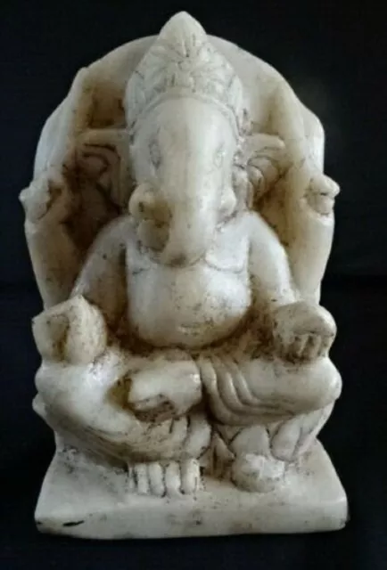 Sculpture Bouddha Ganesh en Marbre Blanc