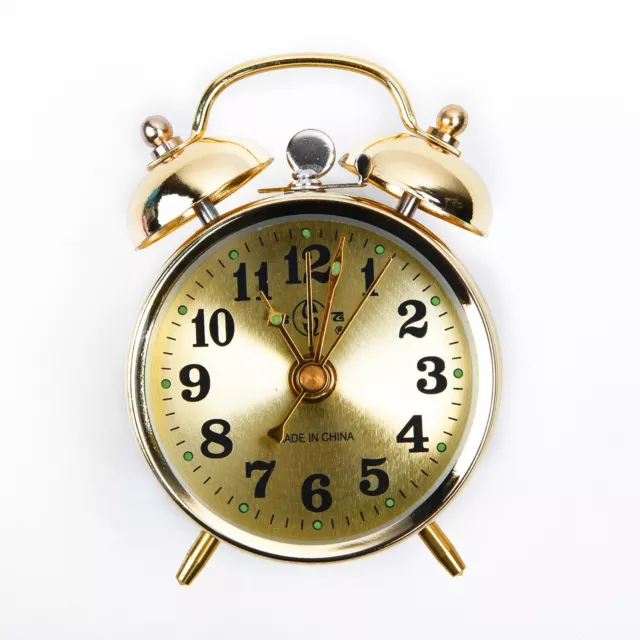 Horseshoe Mechanical  Gold Alarm-Clock Manual Wind Up Vintage Metal Clock