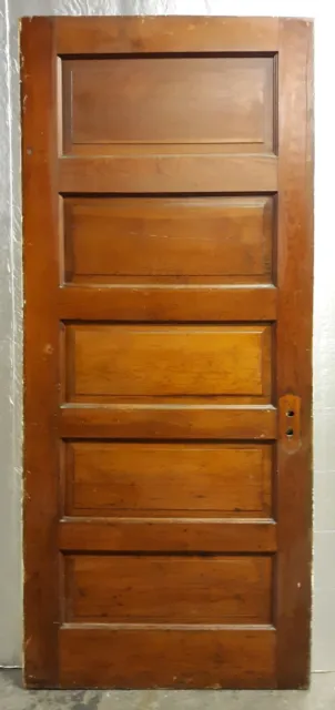 32"x80" Antique Vintage Old Reclaimed Interior SOLID Wood Wooden Door 5 Panels