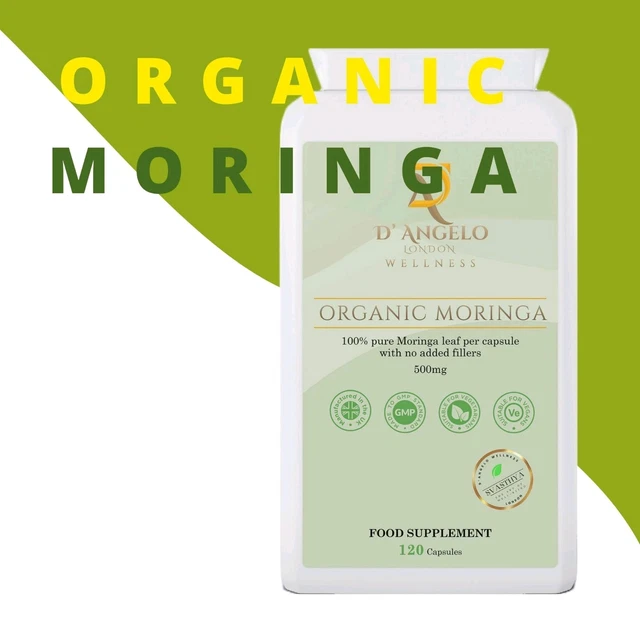 ORGANIC MORINGA LEAF Powder 120 Capsules, 500mg, Vegan £7.55 - PicClick UK