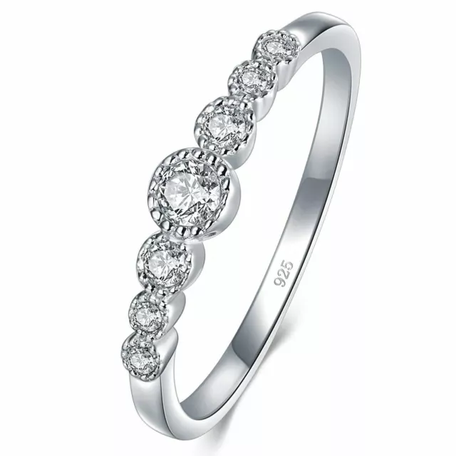 Beautiful 925 Sterling Silver Ring AAAAA+ Cubic Zirconia Eternity Band Size 8 2