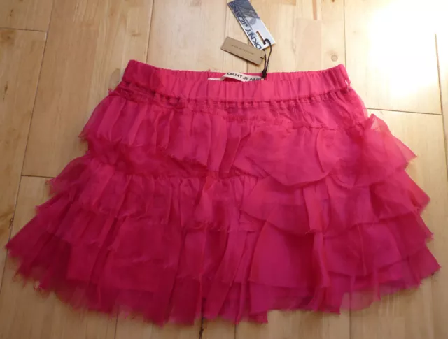 BNWT Stunning DKNY Donna Karan Pink 100% Silk Skirt, Size 12 yrs, RRP £100+ New!