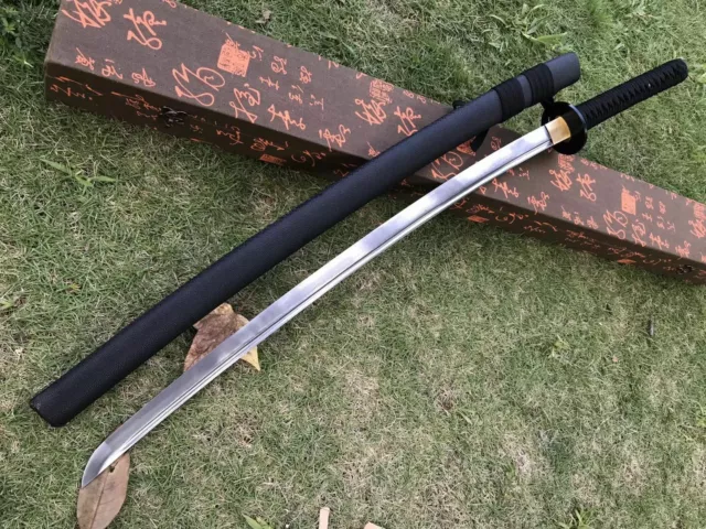 Handmade Japanese Samurai Katana Sword Damascus Folded Steel Sharp Full Tang