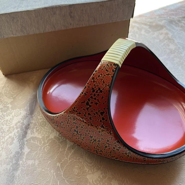 Tsugaru Painting Confectionery Bowl The Dishes Handle Bamboo Boat