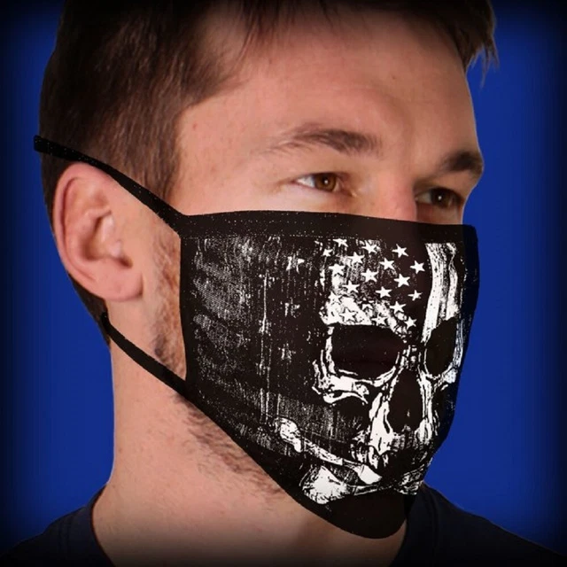 Masque Facial En Néoprène Tête De Mort - Pour Motards, Protection Bouche-nez, Respirant, Noir