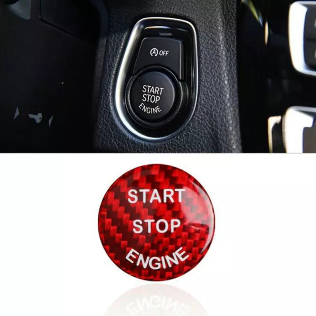 Kohlefaser rot Aufkleber f��r BMW schl��ssellos Start Stop Knopf stilvoll und la